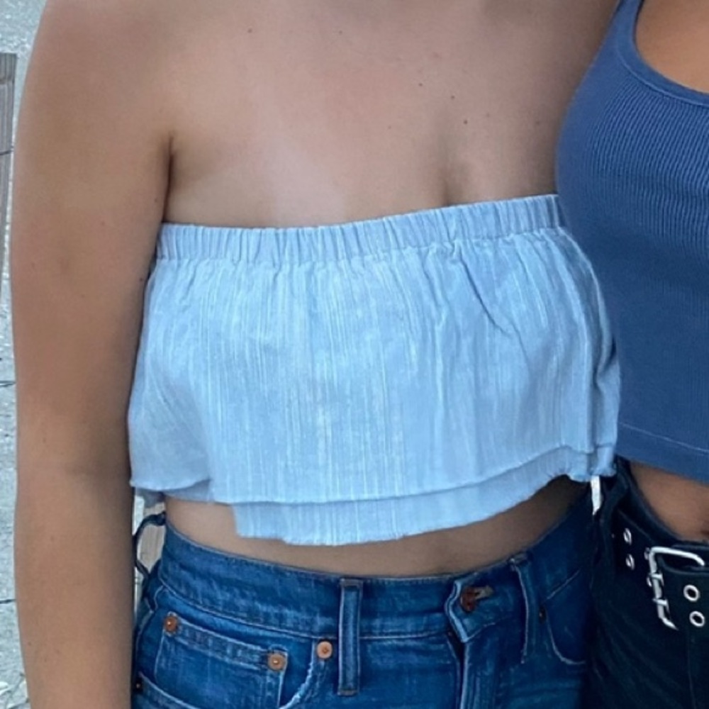 Blue Ruffled Tube Top - Picture 5 of 5